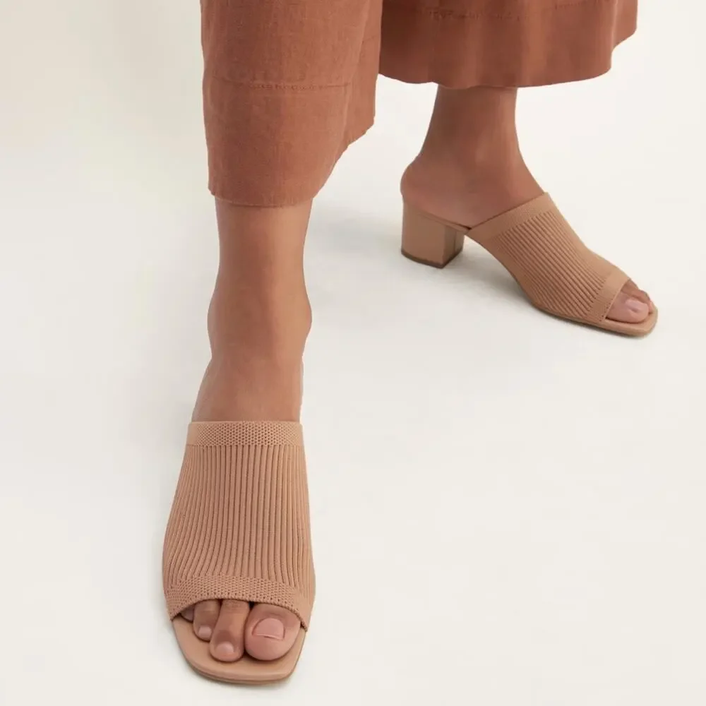 Everlane Glove Mule ReKnit Blush Tan Block Heel Sandal Size 8 New Without Box - Picture 6 of 8